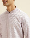 alt message - Manyavar Men Lilac Jaal Patterned Kurta Set image number 1