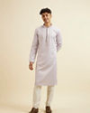 alt message - Manyavar Men Lilac Jaal Patterned Kurta Set image number 2