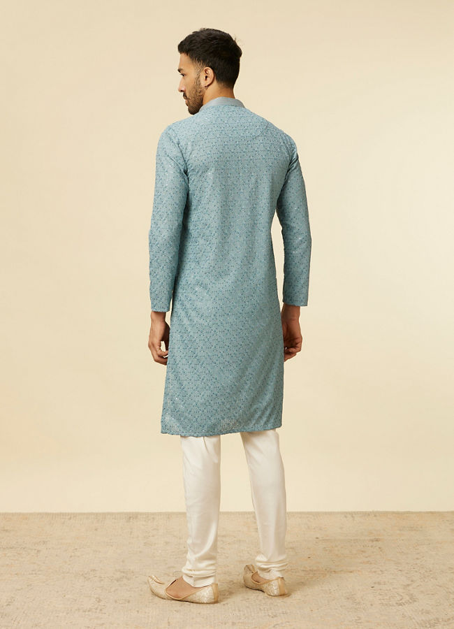 Manyavar Men Mustard Yellow Chikankari Kurta Set