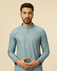 Manyavar Men Mustard Yellow Chikankari Kurta Set