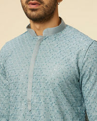 Manyavar Men Mustard Yellow Chikankari Kurta Set
