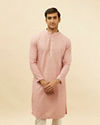 alt message - Manyavar Men Rose Pink Chikankari Sequinned Kurta Set image number 0