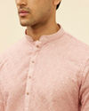Manyavar Men Rose Pink Chikankari Sequinned Kurta Set