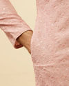 alt message - Manyavar Men Rose Pink Chikankari Sequinned Kurta Set image number 3