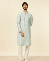 alt message - Manyavar Men Light Blue Buta Patterned Kurta Set image number 2