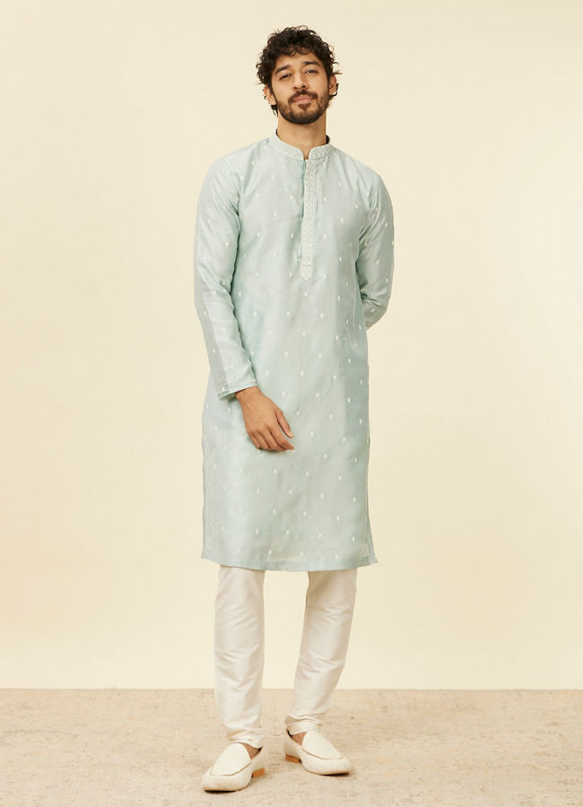 Manyavar Men Light Blue Buta Patterned Kurta Set