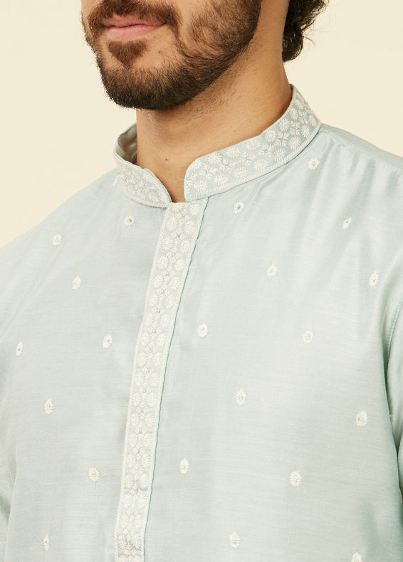 Manyavar Men Light Blue Buta Patterned Kurta Set