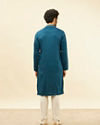 Manyavar Men Azure Blue Embroidered Placket Kurta Set