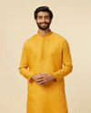 alt message - Manyavar Men Mustard Yellow Classic Kurta Set image number 0