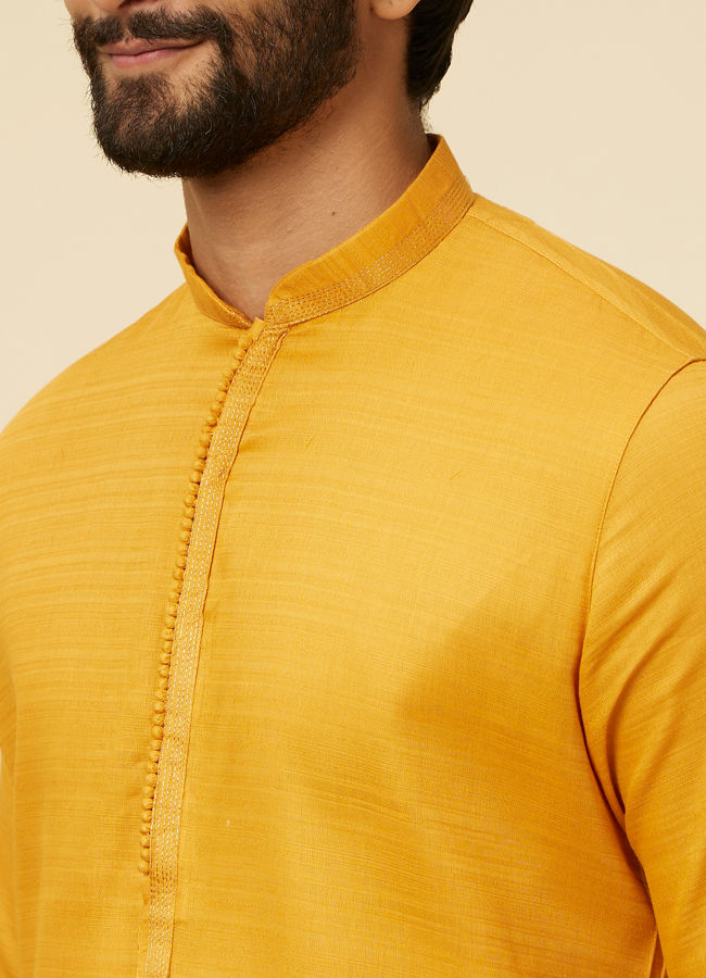 alt message - Manyavar Men Mustard Yellow Classic Kurta Set image number 1