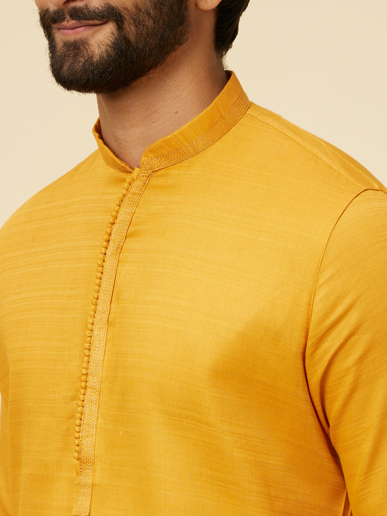 alt message - Manyavar Men Mustard Yellow Classic Kurta Set image number 1