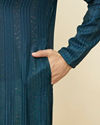 Manyavar Men Violet Blue Linear Patterned Kurta Set