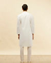 Manyavar Men Pristine White Self Striped Kurta Set