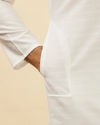 Manyavar Men Pristine White Self Striped Kurta Set
