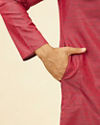 Manyavar Men Maroon Self Patterned Kurta Set