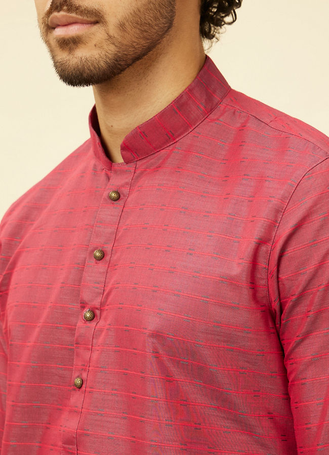 alt message - Manyavar Men Maroon Self Patterned Kurta Set image number 1