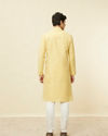 Manyavar Men Crayola Yellow Diamond Patterned Kurta Set