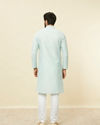 Manyavar Men Sky Blue Diamond Patterned Kurta Set