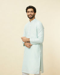 Manyavar Men Sky Blue Diamond Patterned Kurta Set