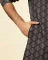 Manyavar Men Charcoal Black Imperial Printed Kurta Set