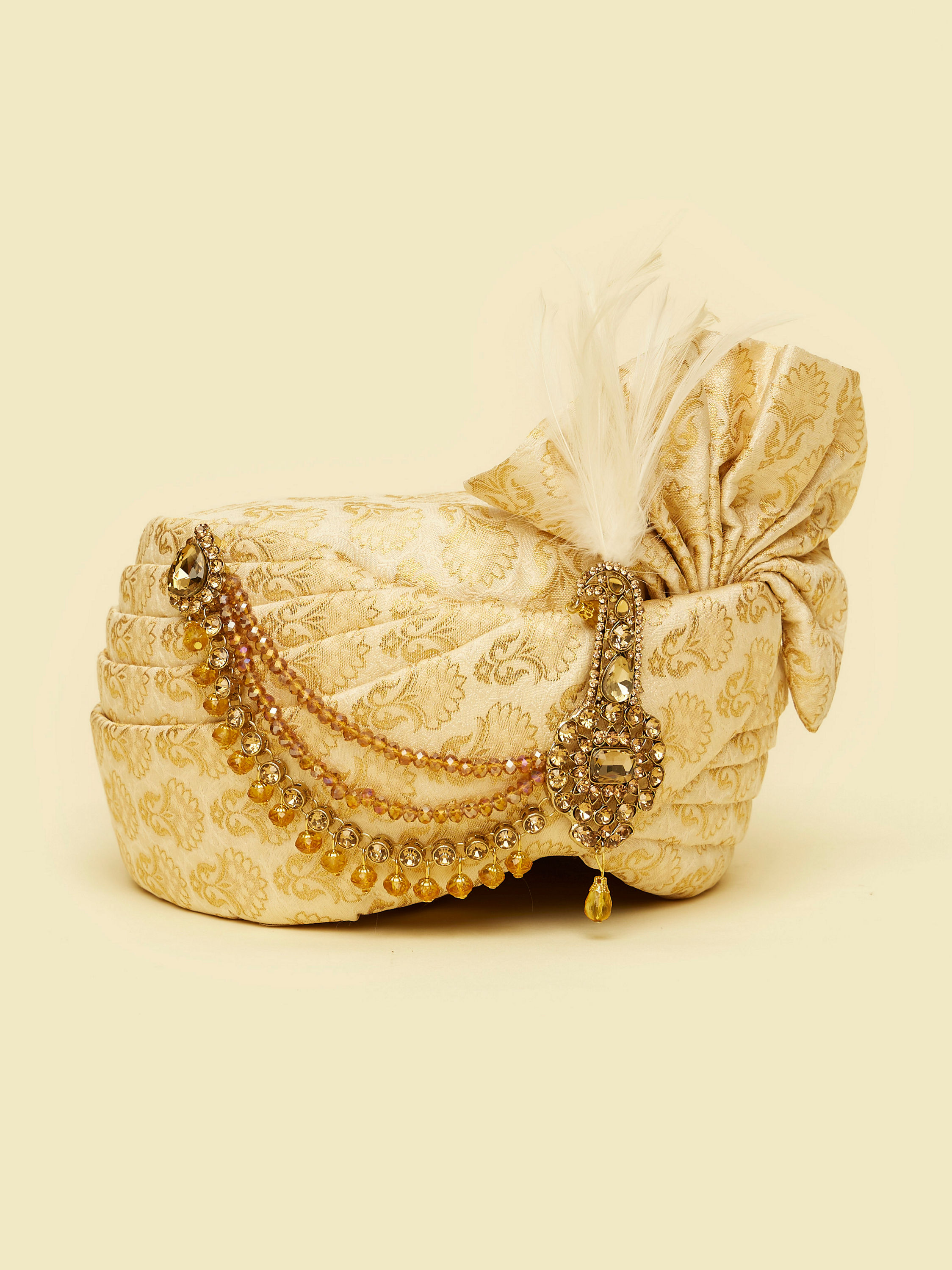 Manyavar Men Beige Brocade Enchantment Safa