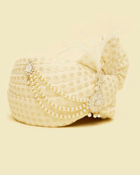 Manyavar Men Luxurious Georgette Cream Safa
