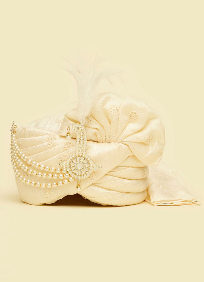 Manyavar Men Cream Elegance Safa