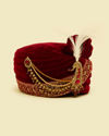 Manyavar Men Regal Maroon Velvet Safa