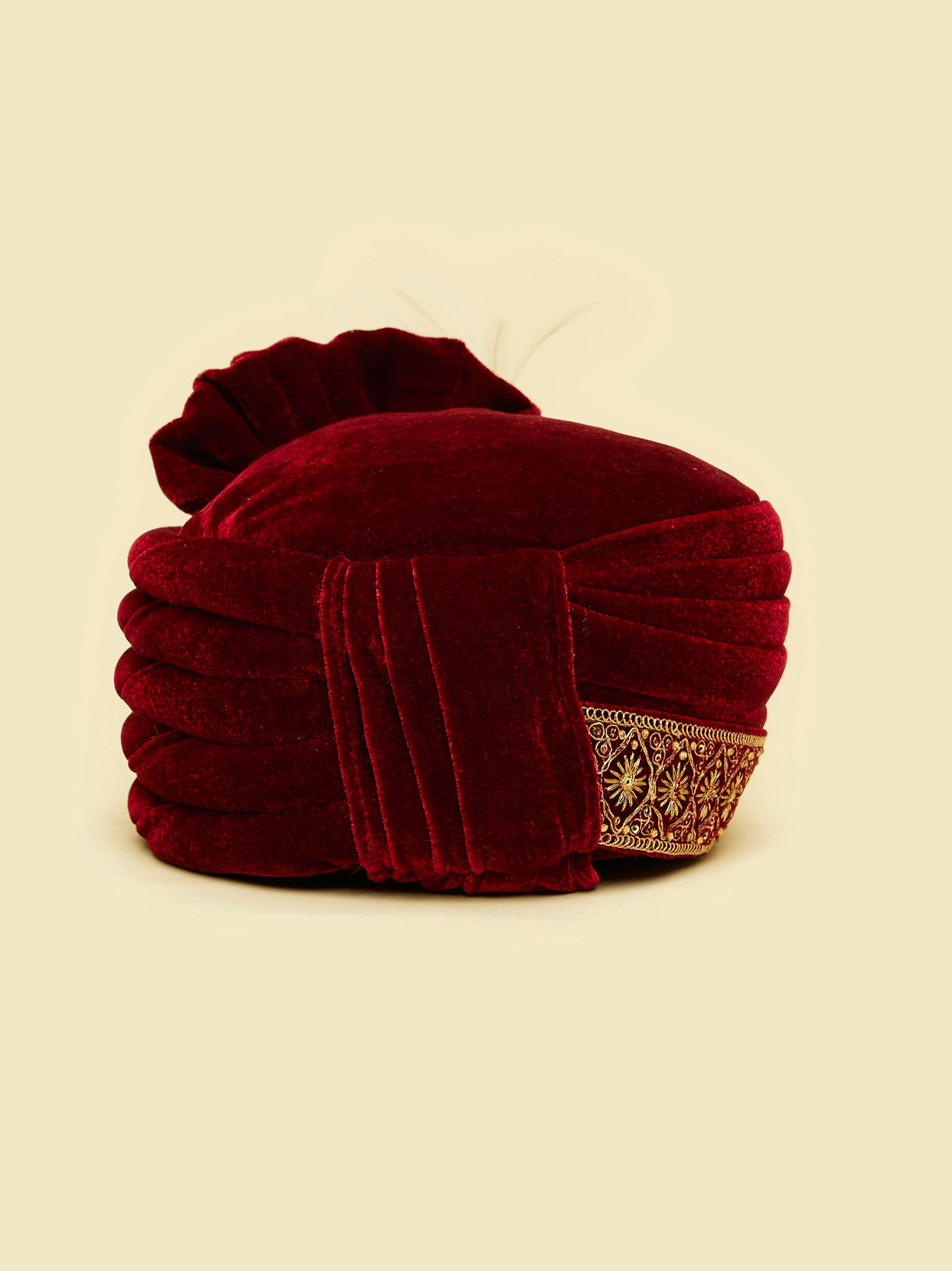 Manyavar Men Regal Maroon Velvet Safa