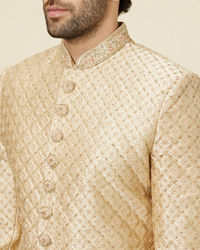 Manyavar Men Antique Gold Stone Work Sherwani Set