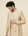 Antique Gold Stone Work Sherwani Set