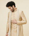 alt message - Manyavar Men Antique Gold Stone Work Sherwani Set image number 0