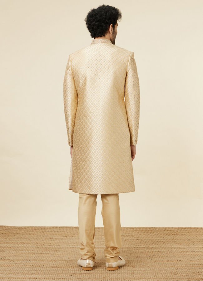 Manyavar Men Antique Gold Stone Work Sherwani Set