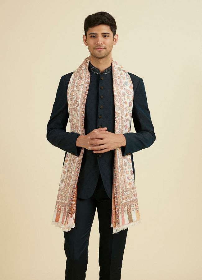 Manyavar Men Cream Elegance Shawl