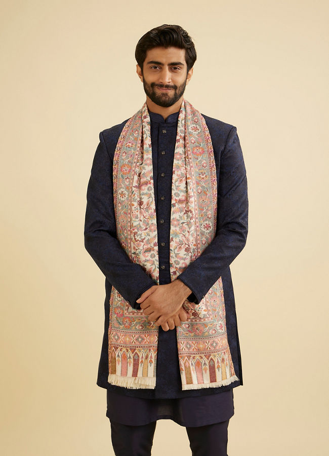 Manyavar Men Classic Cream Festive Shawl Accessories image number 0