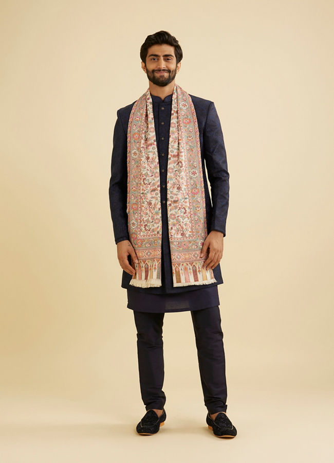 Manyavar Men Classic Cream Festive Shawl Accessories image number 1