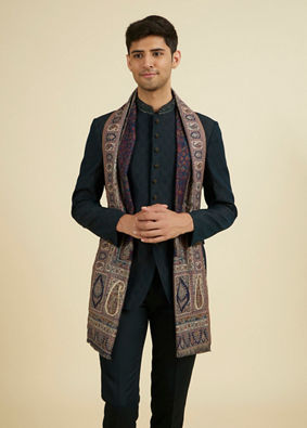 Manyavar Men Dark Blue Elegance Shawl