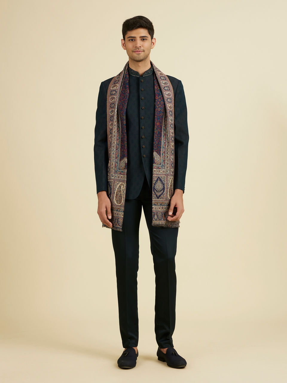 Manyavar Men Dark Blue Elegance Shawl