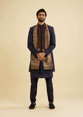 Manyavar Men Elegant Black Shawl Accessories image number 1