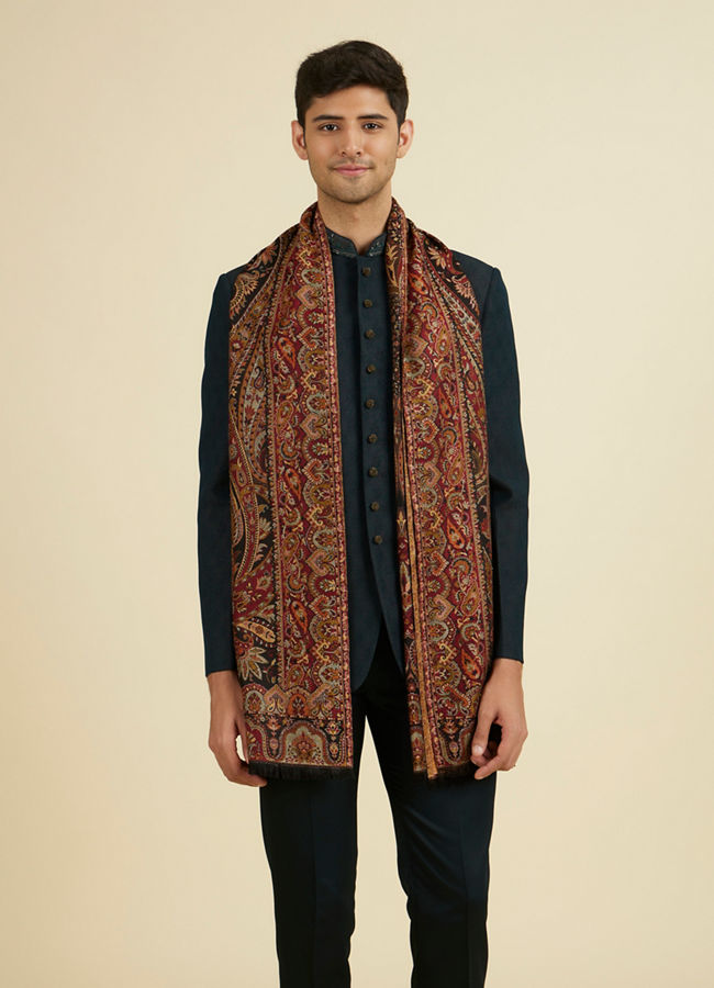 Manyavar Men Black Elegance Shawl