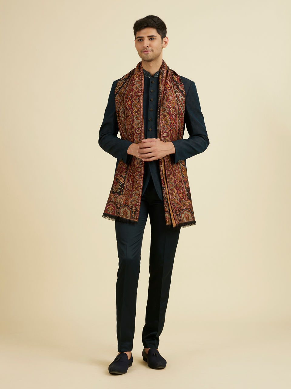 Manyavar Men Black Elegance Shawl
