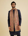 Manyavar Men Blush Pink Paisley Patterned Shawl with Floral Buta Motifs
