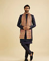 Manyavar Men Blush Pink Paisley Patterned Shawl with Floral Buta Motifs