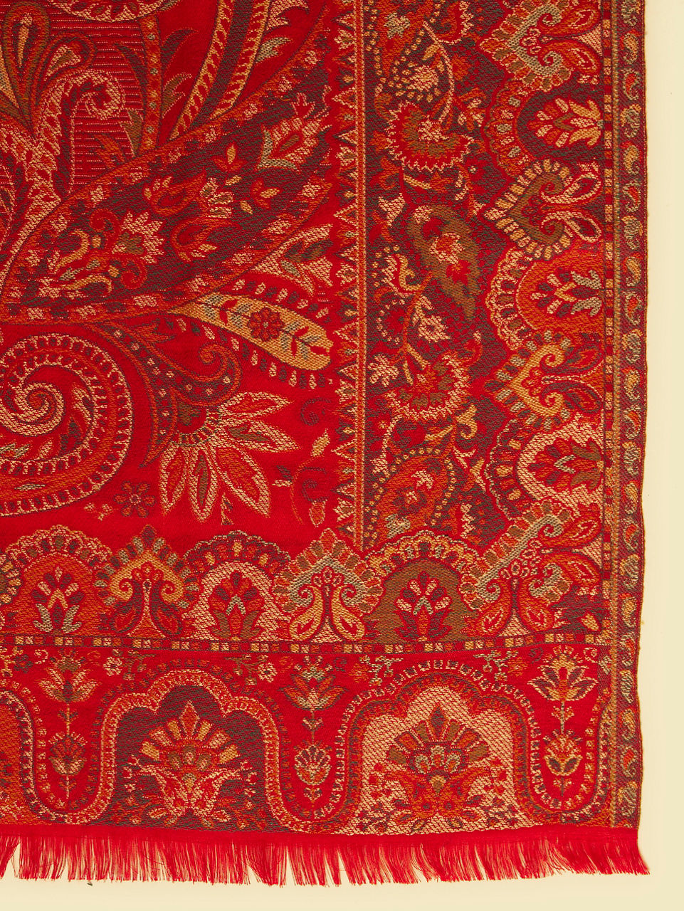 Manyavar Men Scarlet Red Paisley Patterned Shawl with Floral Buta Motifs