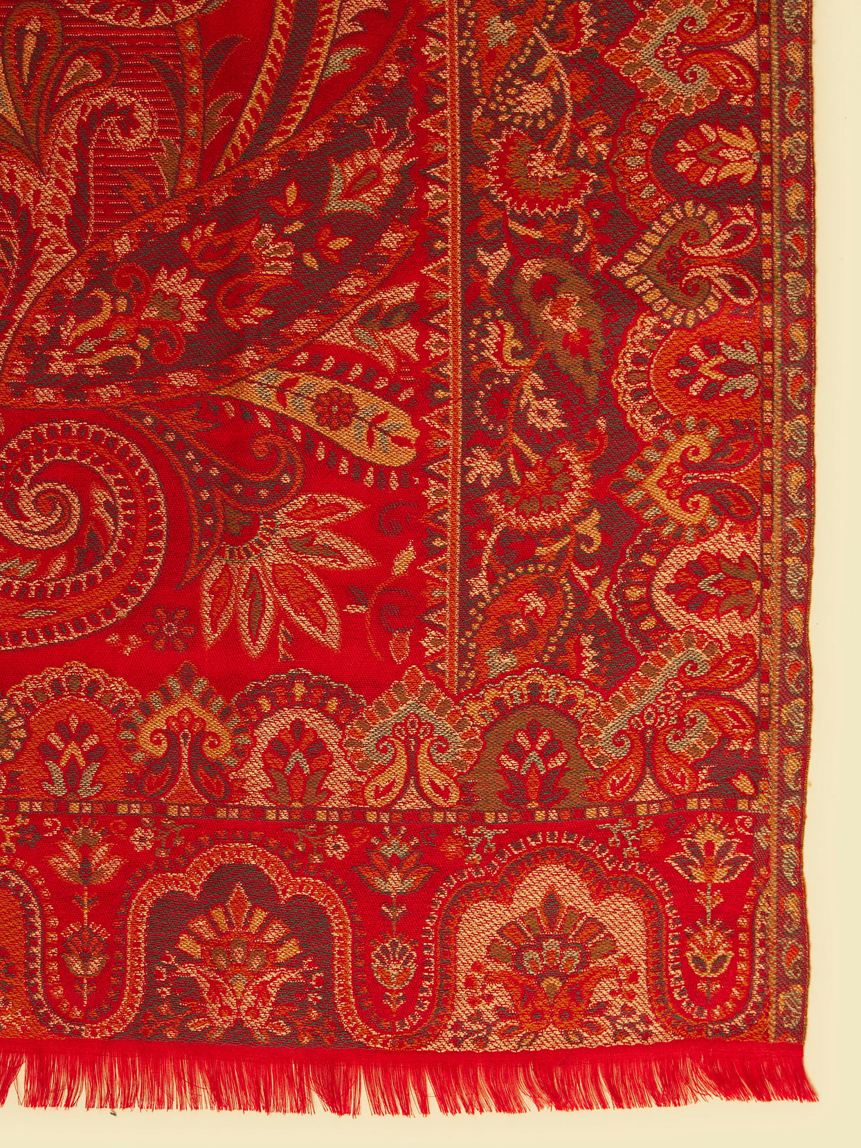 Manyavar Men Scarlet Red Paisley Patterned Shawl with Floral Buta Motifs