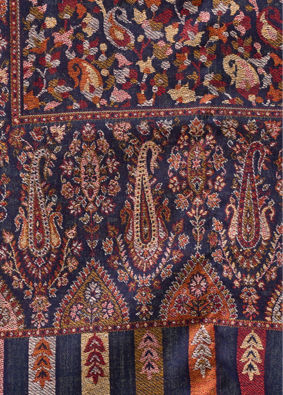 Manyavar Men Dark Blue Blended Viscose Shawl with Print