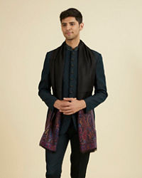 Manyavar Men Black Elegance Viscose Shawl