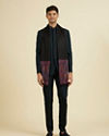 Manyavar Men Black Elegance Viscose Shawl