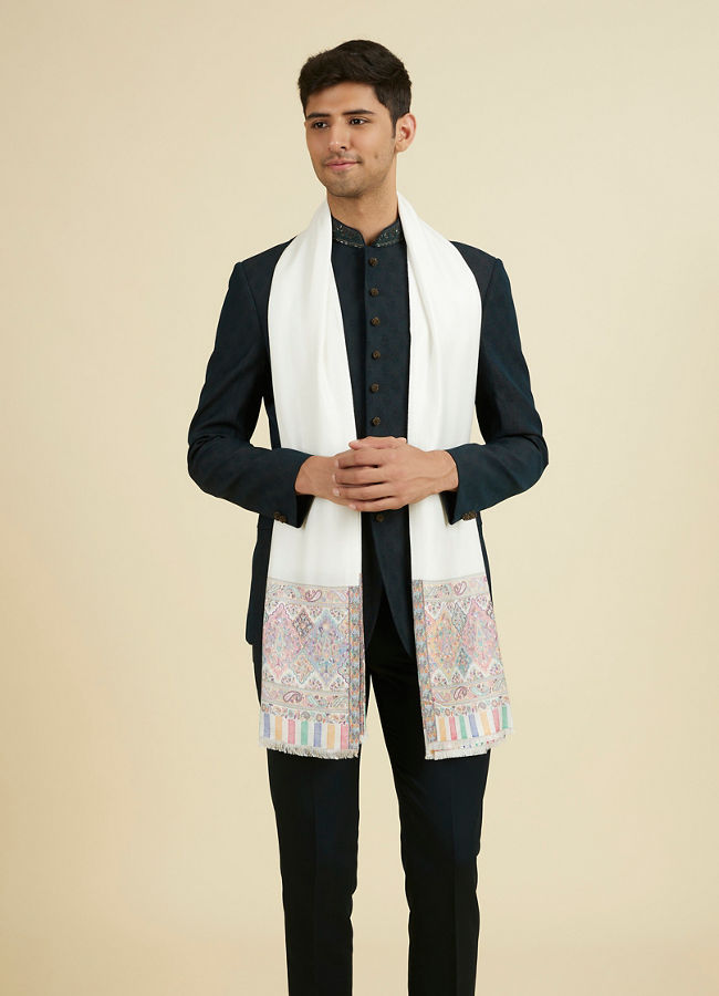 Manyavar Men Warm White Elegance Shawl
