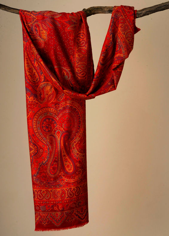 Manyavar Men Regal Red Viscose Shawl